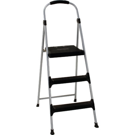 Cosco Signature 3-Step Folding Step Stool - Foldable, Residential Use - Black/Silver — Residential Use, Standard Application