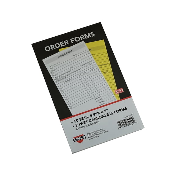 Cosco Script 2-Part Carbonless Work Orders 5.5" x 8.5" 50 Sets/Book (074000)
