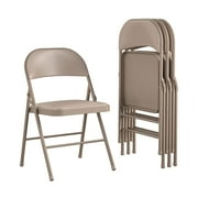 Cosco Steel Folding & Stacking Chairs Antique Linen (Set of 4)