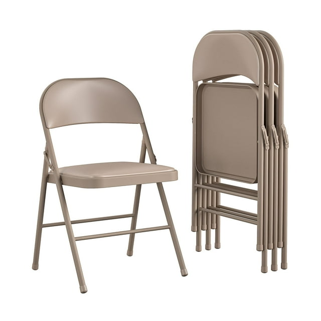 Cosco Steel Folding & Stacking Chairs Antique Linen (Set of 4)