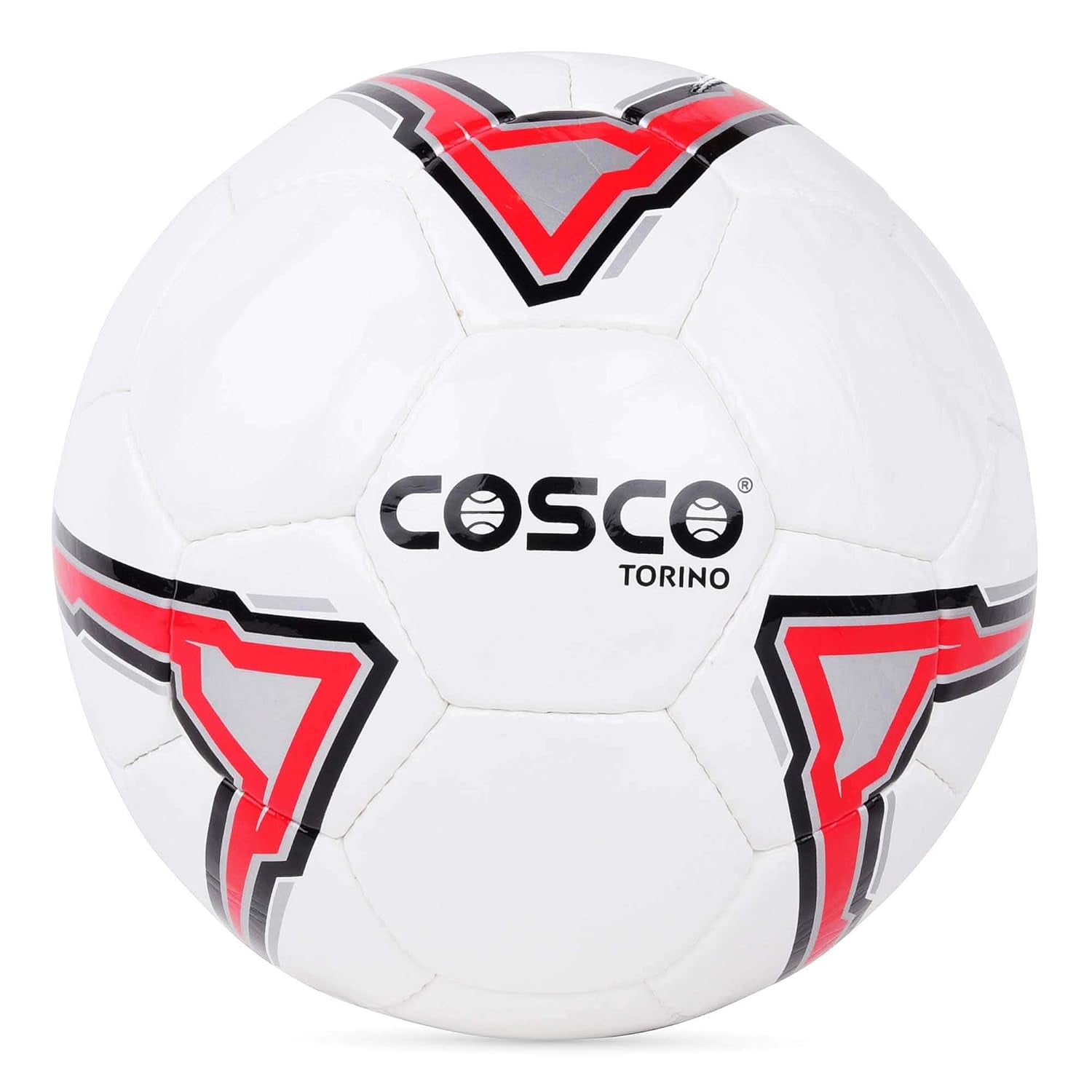 Cosco Torino Football, Size 5 | White, Black & Red | Material Polyvinyl Chloride (Pvc) It Gives Perfect Rebound Quality