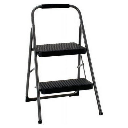 Cosco Two Step Folding Step Stool with Foam Handle, Black