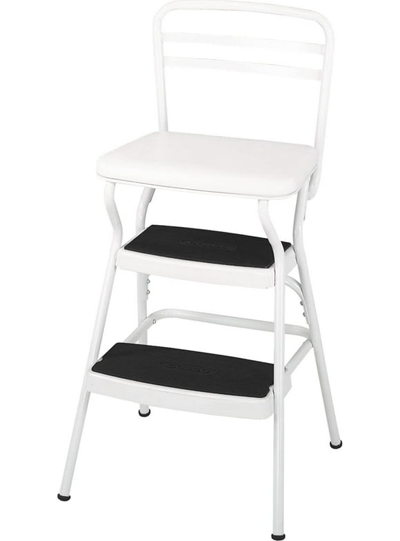 Cosco White Retro Counter Chair / Step Stool with Lift-up Seat