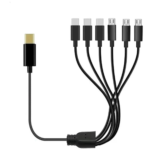 Cosemary 1 To 6 Charging Cable Type-C to 3 Micro USB+3 Type C Adapters Charging Wire for Phone 0.5m/1.5m
