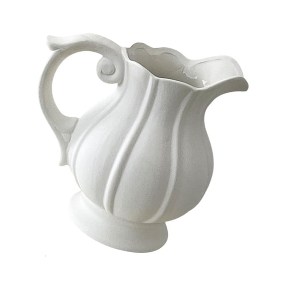 Cosemary Contemporary Matte Jugs Vases White Ceramic Textured Pitcher For Table Centerpieces
