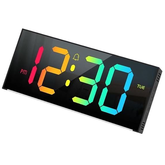 Cosemary Digital Bedsides Alarm Clock with Large Rainbow LED Screen ...