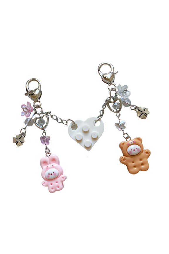 Distinctive Small Brick Heart Keychains For Couples Matching Love Accessories