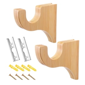 Cosemary Wood Curtain Rod Bracket Wall Mounted Holder for Study Window Use