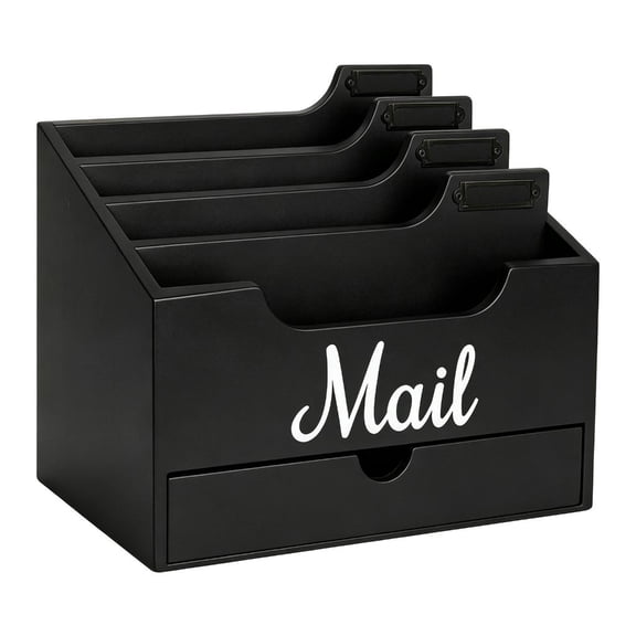 Cosemary Wood Desk Paper Sorter with Drawer for Mail and Desk Supplies