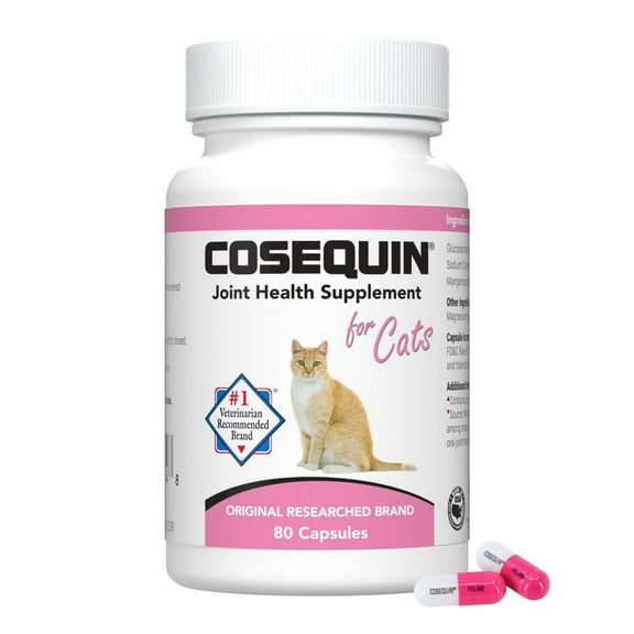 Nutramax Cosequin for Cats Joint Health Supplement, Contains Glucosamine for Cats, Plus Chondroitin, and Omega-3s, Supports Joint and Skin and Coat Health, For All Sizes, 80 Sprinkle Capsules