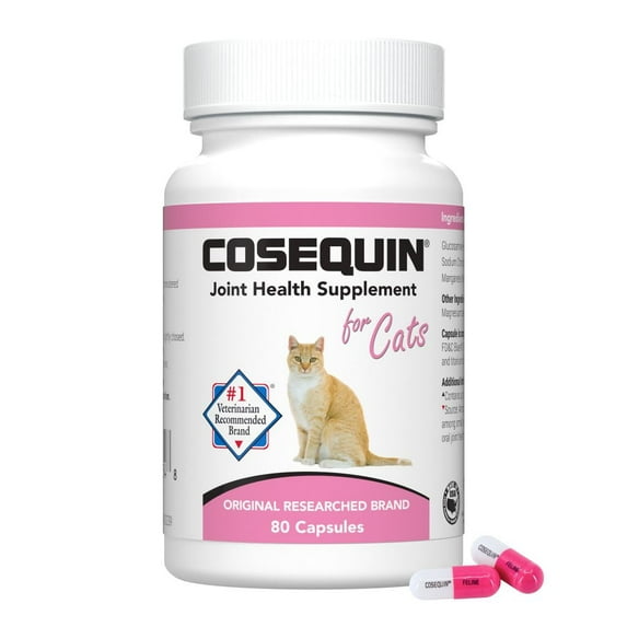 Nutramax Cosequin for Cats Joint Health Supplement, Contains Glucosamine for Cats, Plus Chondroitin, and Omega-3s, Supports Joint and Skin and Coat Health, For All Sizes, 80 Sprinkle Capsules