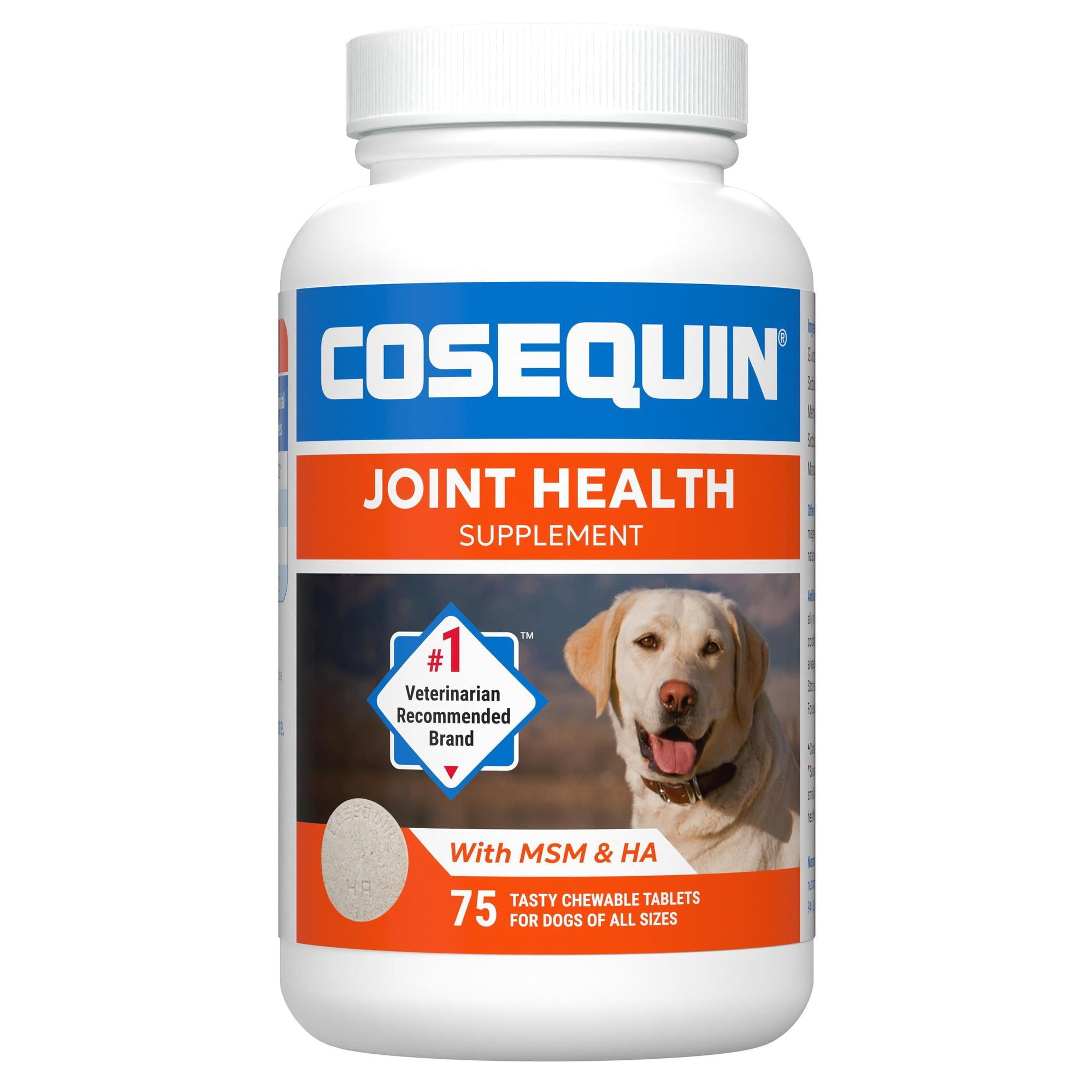 Nutramax Laboratories Cosequin Maximum Strength Joint Health Supplement for Dogs - With Glucosamine, Chondroitin, MSM, and Hyaluronic Acid, 75 Chewable Tablets