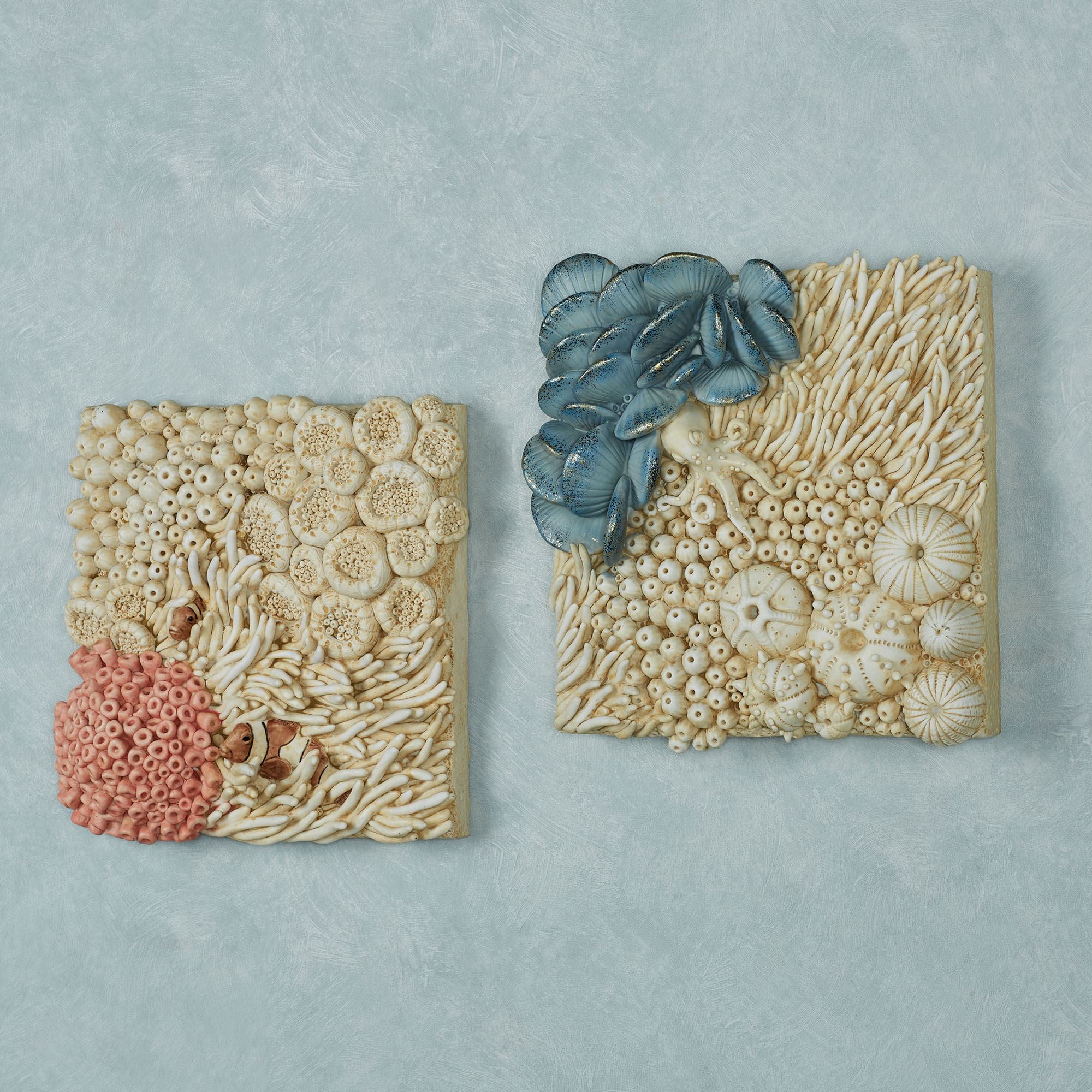 Cosette Coral Coastal Resin Wall Plaques Set of Two