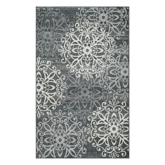 Cosette Modern Polypropylene Floral Medallion Indoor High Traffic Area Rug - 2' x 3', Slate