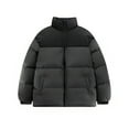 thumbnail image 1 of Cosfo Casual Winter Jackets for Men Zip Up Puffer Gray Colorblock Heavyweight Jacket with Pocket Long Sleeve Warm Stand Collar Loose Hoodless Jacket, 1 of 3