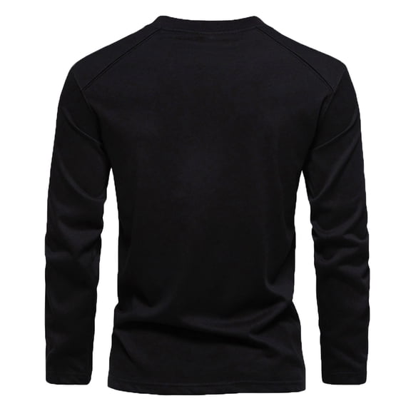 COSFO Crew Neck Shirts for Men Casual Black Long Sleeve Solid Pullover Tshirts Shirts for Men