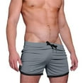 thumbnail image 1 of COSFO Gray Mens Shorts Solid Elastic Waist Drawstring Board Casual Shorts Swim Beach Loose Shorts, 1 of 3