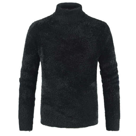 Cosfo Long Sleeve Mens Sweaters for The Winter Crew Neck Solid Knit Black Sweaters Drop Shoulder Pullover Sweaters for Men Big And Tall