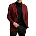 thumbnail image 1 of Cosfo Solid Coats for Men Button Blazer Red Casual Lightweight Coats with Pocket Loose Long Sleeve Single Breasted Stand Collar Hoodless Coats, 1 of 5