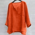 thumbnail image 1 of COSFO V-Neck Men Shirt Casual Long Sleeve Red Pullover Solid Linen Men's T-Shirts, 1 of 3