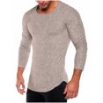 thumbnail image 1 of COSFO Yellow Shirts for Men Crew Neck Casual Long Sleeve Solid Pullover Ribbed T Shirts Men, 1 of 3