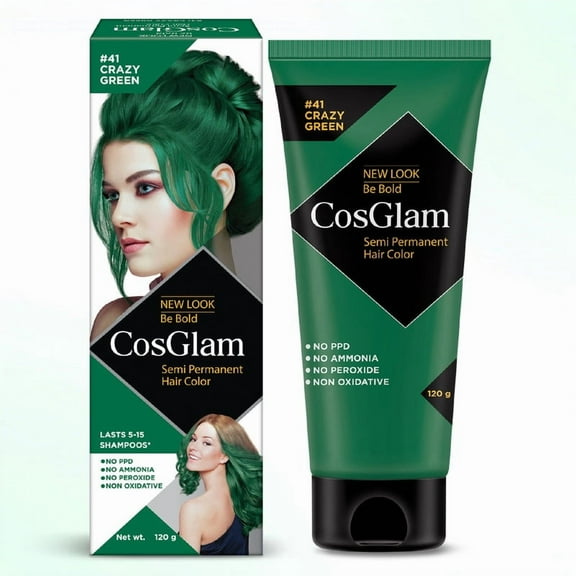 Cosglam Semi Permanent Hair Color Dye, Full Coverage, All Hair Type | Crazy Green| 4.06 Oz