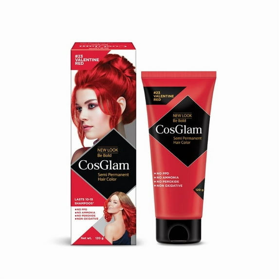 Cosglam Semi Permanent Color Dye, Full Coverage, All Hair Type | Valentine Red| 4.06 Oz