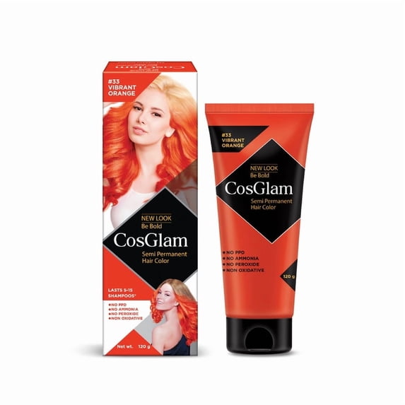 Cosglam Semi Permanent Hair Color Dye, Full Coverage, All Hair Type | Vibrant Orange| 4.06 Oz