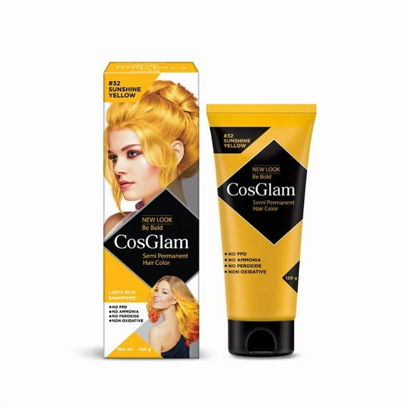 Cosglam Semi Permanent Hair Color Dye, Full Coverage, All Hair Type | Sushine Yellow| 4.06 Oz