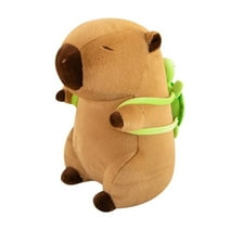 Cosgrinch Brown 9.8 inch Cute Capybara Plush Doll Soft Capybara Toys with Turtle Backpack