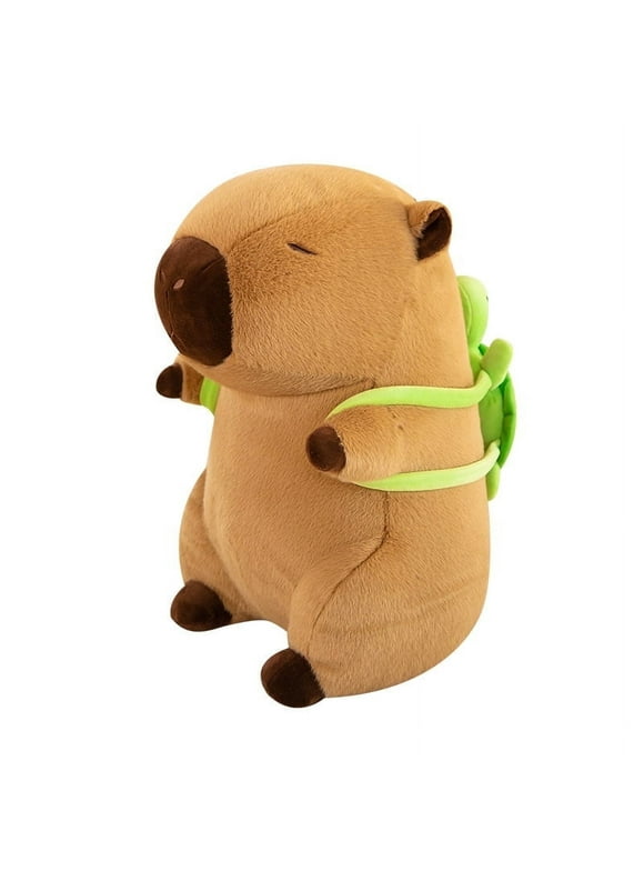 Cosgrinch Brown 9.8 inch Cute Capybara Plush Doll Soft Capybara Toys with Turtle Backpack