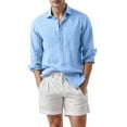 thumbnail image 1 of Coshow Cotton Shirts for Men Summer Long Sleeve Button Down Shirts Casual Stylish Beach Shirts, 1 of 8