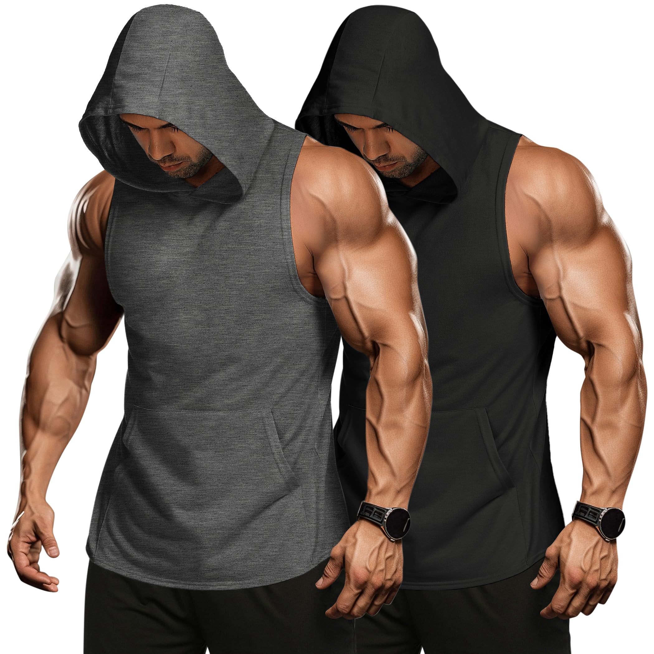TiaoBug Men's Sleeveless Workout Hoodies Tank Tops Ghana