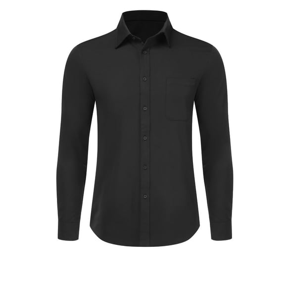 Coshow Men's Button Down Dress Shirts Long Sleeve Casual Slim Fit Business Shirt