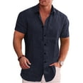 thumbnail image 1 of Coshow Men's Casual Button Down Shirts Short Sleeve Linen Shirts Summer Beach Dress Shirt, 1 of 6
