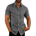 thumbnail image 1 of Coshow Men's Casual Button Down Shirts Short Sleeve Linen Shirts Summer Beach Dress Shirt, 1 of 6