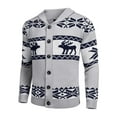 thumbnail image 1 of Coshow Men's Christmas Cardigan Long Sleeve Ugly Xmas Reindeer Snowflake Cardigan with Shawl Collar, 1 of 5