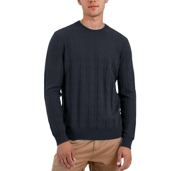 COOFANDY Men's Twisted Knitted Sweater Crewneck Slim Fit Casual Pullover Sweaters