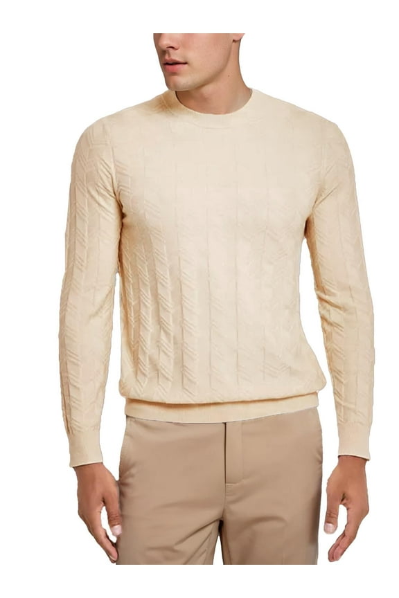 Men's Twisted Knitted Sweater Crewneck Slim Fit Casual Pullover Sweaters
