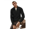 thumbnail image 1 of Coshow Men's Quarter Zip Up Pullover Slim Fit Mock Neck Long Sleeve Sweaters Casual Polo Sweatshirt, 1 of 7