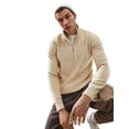 thumbnail image 1 of Coshow Men's Quarter Zip Up Pullover Slim Fit Mock Neck Long Sleeve Sweaters Casual Polo Sweatshirt, 1 of 7
