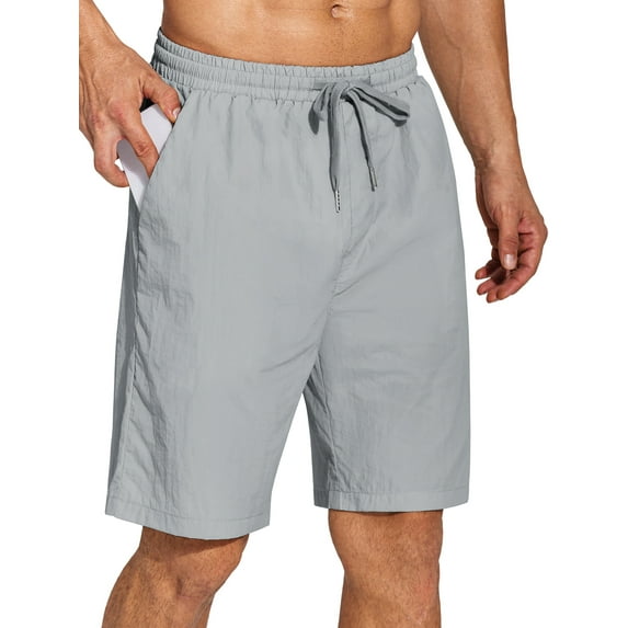 Coshow Men's Shorts Casual Summer Beach Shorts Lightweight Elastic Waist Drawstring Pants with Pocket