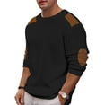 thumbnail image 1 of Coshow Mens Crewneck Pullover Sweater Waffle Textured Long Sleeve Knitted Sweaters with Elbow Patches, 1 of 5