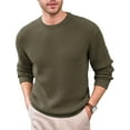 thumbnail image 1 of Coshow Mens Crewneck Pullover Sweater Waffle Textured Long Sleeve Knitted Sweaters, 1 of 8