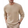thumbnail image 1 of Coshow Mens Crewneck Pullover Sweater Waffle Textured Long Sleeve Knitted Sweaters, 1 of 8