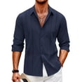 thumbnail image 1 of Coshow Mens Cuban Guayabera Shirt Casual Button Down Shirts Long Sleeve Summer Beach Shirts, 1 of 7