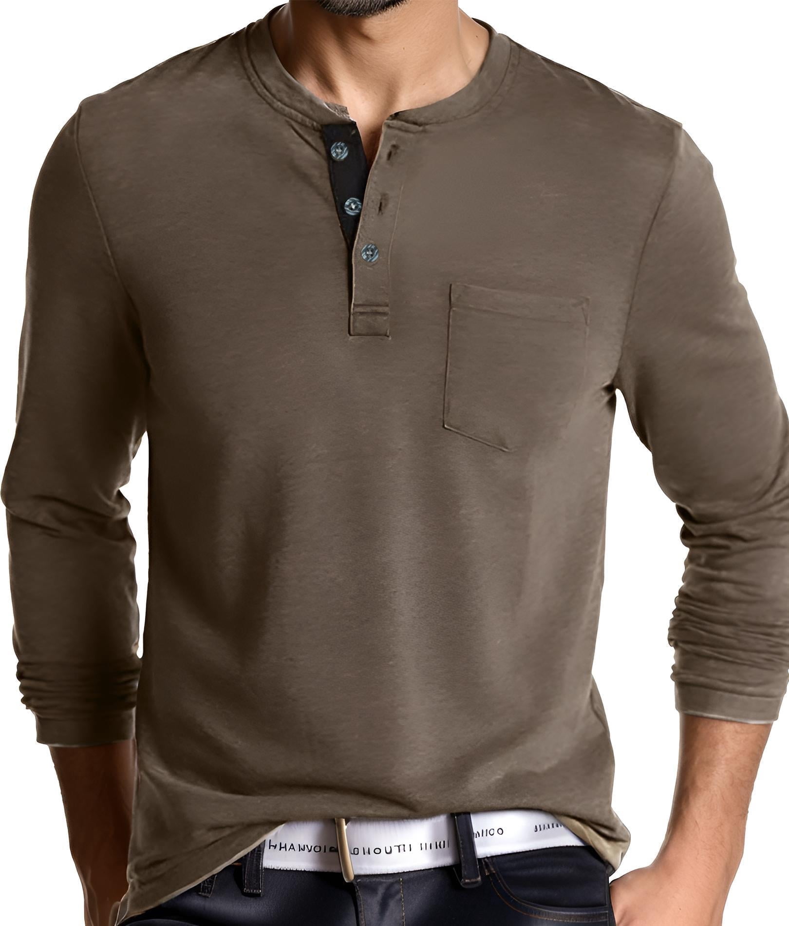 COOFANDY Men's Slim Fit Henley Shirt - Long Sleeve, 4 Buttons, Casual Pullover Top - View #13