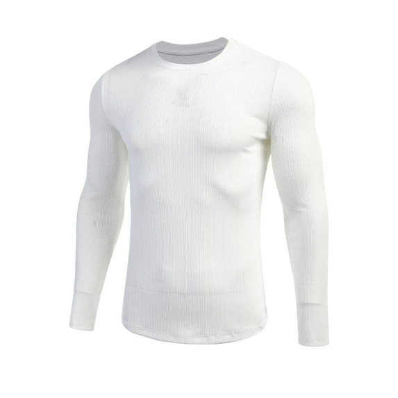Coshow Mens Long Sleeve Crewneck Sweaters Thermal Casual T-Shirt Slim Fit Ribbed Knit Fall Pullover Shirts