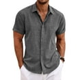 thumbnail image 1 of Coshow Mens Short Sleeve Casual Button Down Shirts Summer Dress Shirts, 1 of 3