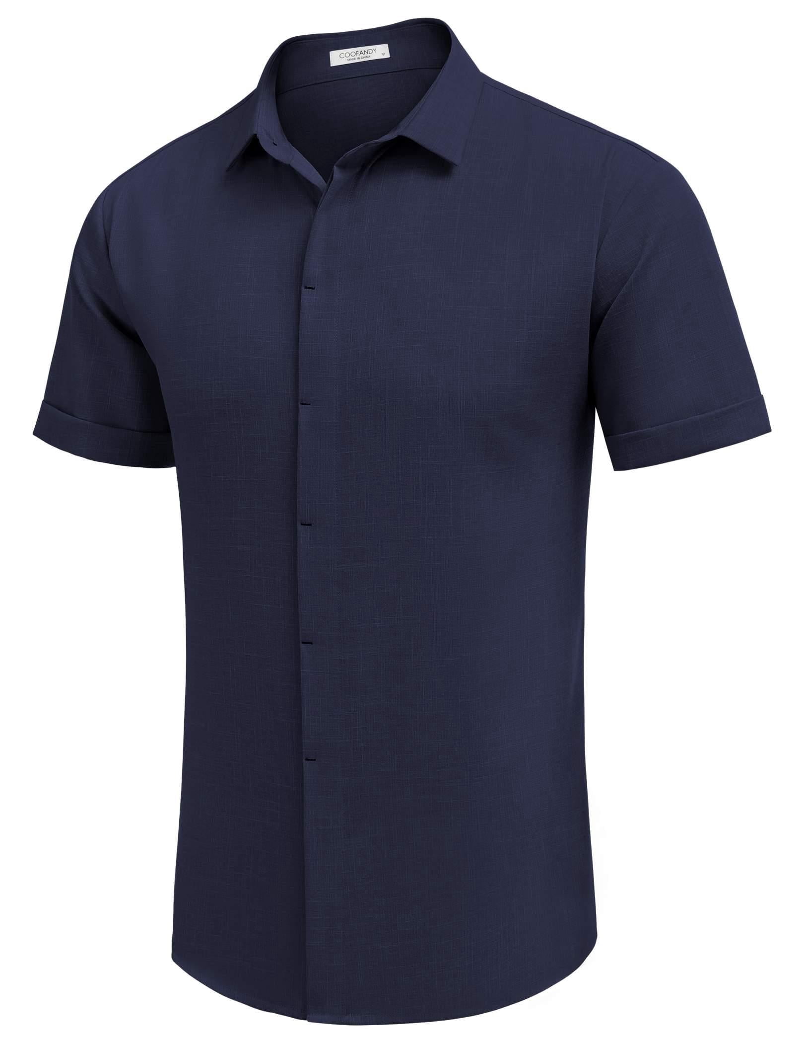 Coshow Mens Short Sleeve Casual Button Down Shirts Summer Dress Shirts ...
